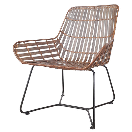 Hermosa Lounge Chair, Iron & Rattan By HomArt | Lounge Chairs | Modishstore - 1