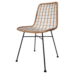Lana Dining Chair, Iron & Rattan By HomArt