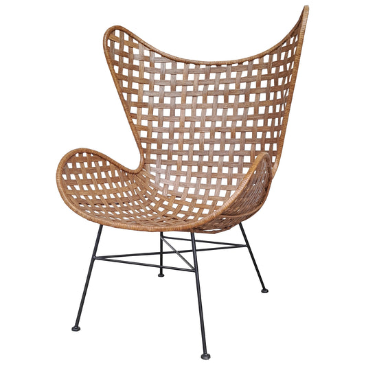 Mariposa Wing Chair, Iron & Rattan By HomArt | Lounge Chairs | Modishstore - 1