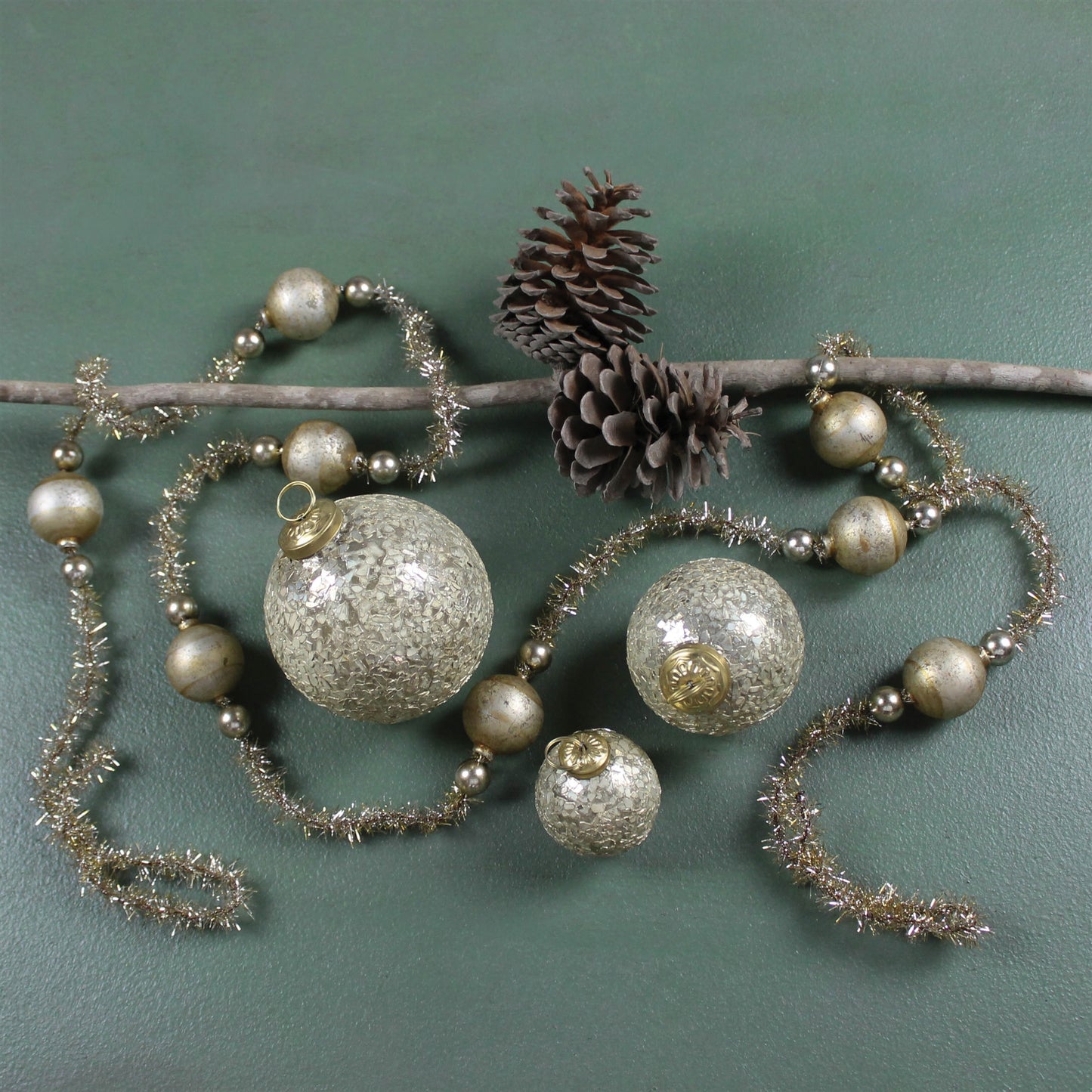 Glass & Tinsel Garland, Gold Set Of 4 By HomArt | Garland & Wreath | Modishstore