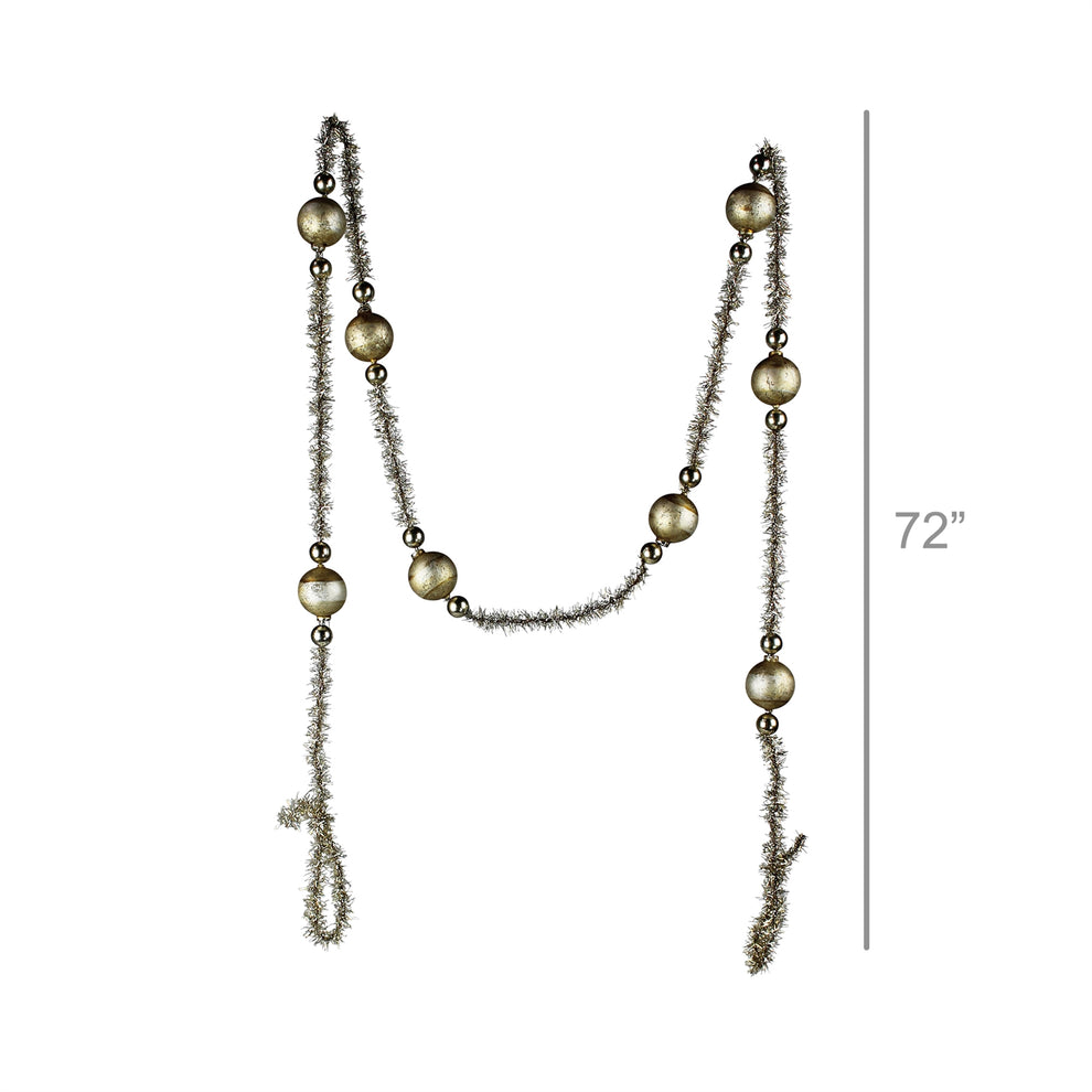 Glass & Tinsel Garland, Gold Set Of 4 By HomArt | Garland & Wreath | Modishstore - 3
