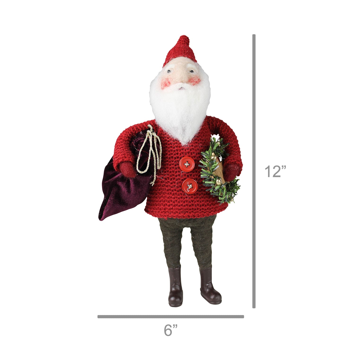 Santa with Bag and Wreath, Felt Set Of 4 By HomArt | Ornaments | Modishstore - 2