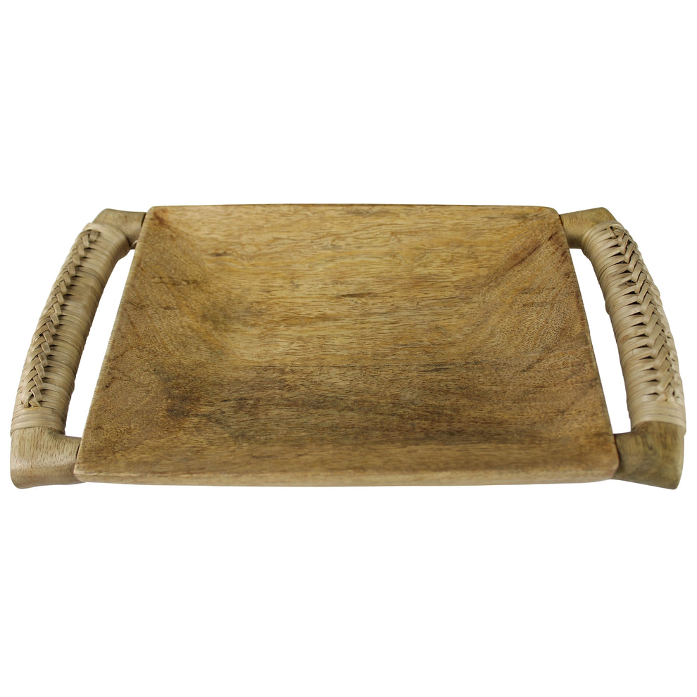 Kota Tray, Wood with Rattan Handles Set Of 4 By HomArt | Decorative Trays & Dishes | Modishstore - 4