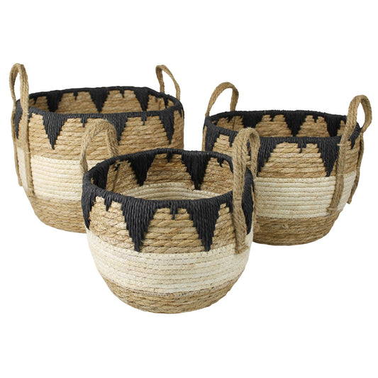 Gideon Baskets, Tribal Rim, Set of 6 By HomArt | Bins, Baskets & Buckets | Modishstore - 1