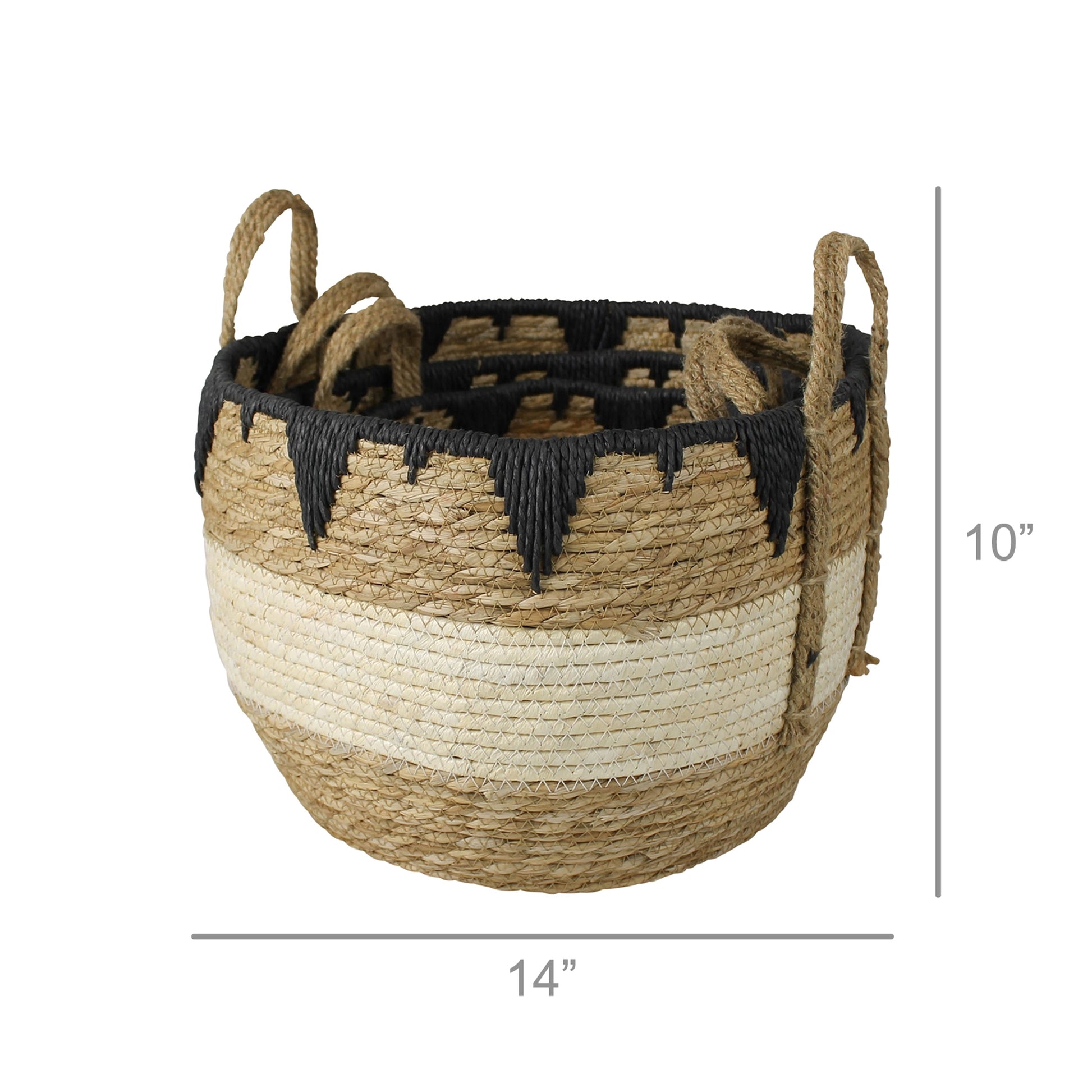 Gideon Baskets, Tribal Rim, Set of 6 By HomArt | Bins, Baskets & Buckets | Modishstore - 6