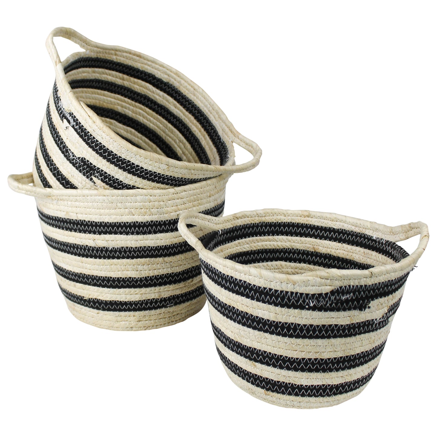 Gideon Striped Baskets with Handles - Set/6, Sm By HomArt | Bins, Baskets & Buckets | Modishstore - 2