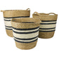 Gideon Striped Baskets with Handles - Set/6, Large By HomArt | Bins, Baskets & Buckets | Modishstore - 1
