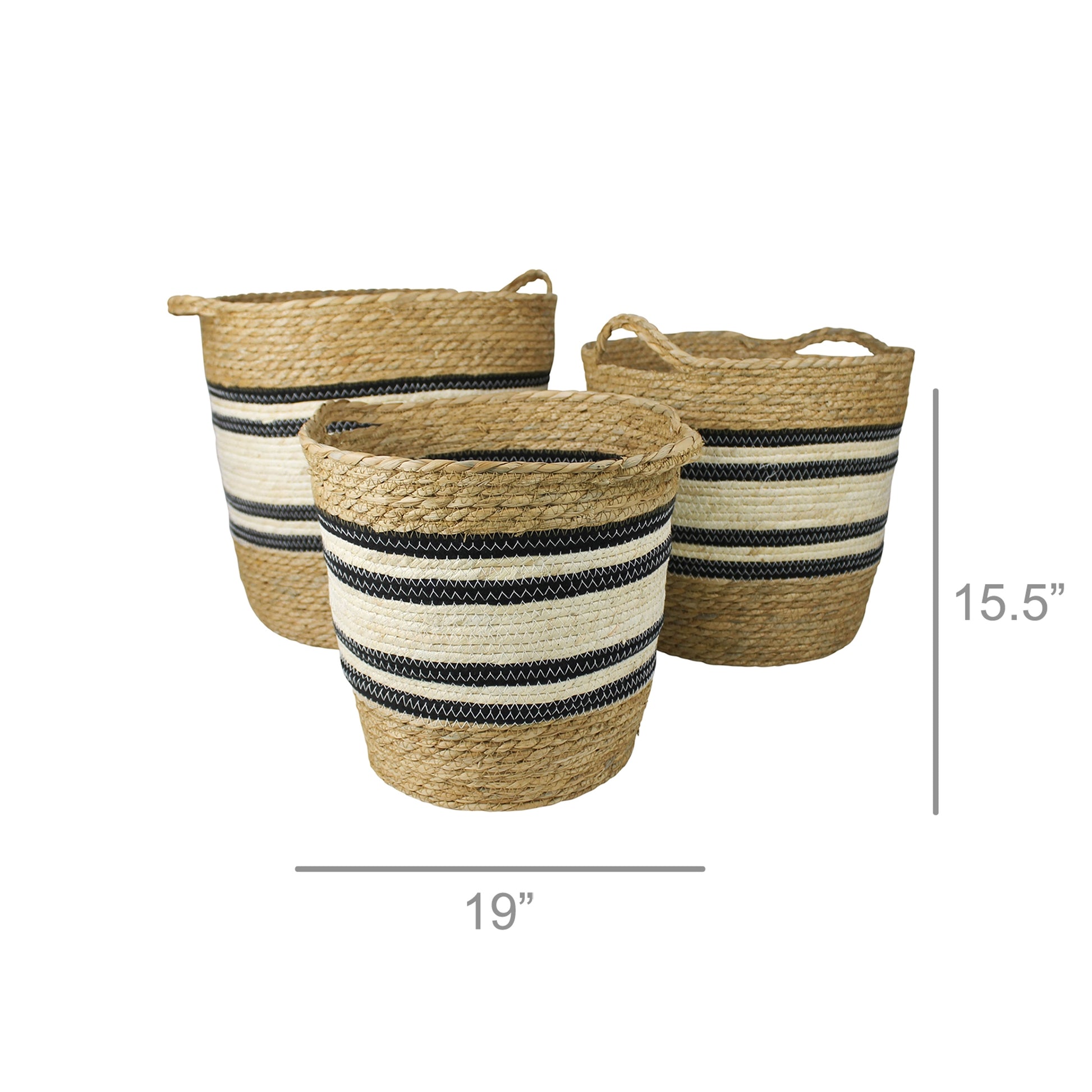Gideon Striped Baskets with Handles - Set/6, Large By HomArt | Bins, Baskets & Buckets | Modishstore - 2