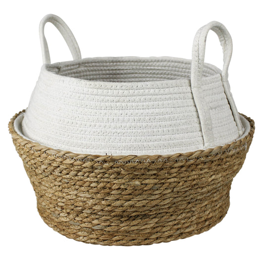 Gideon Collapsible Grass & Cotton Basket Set Of 4 By HomArt | Bins, Baskets & Buckets | Modishstore - 1