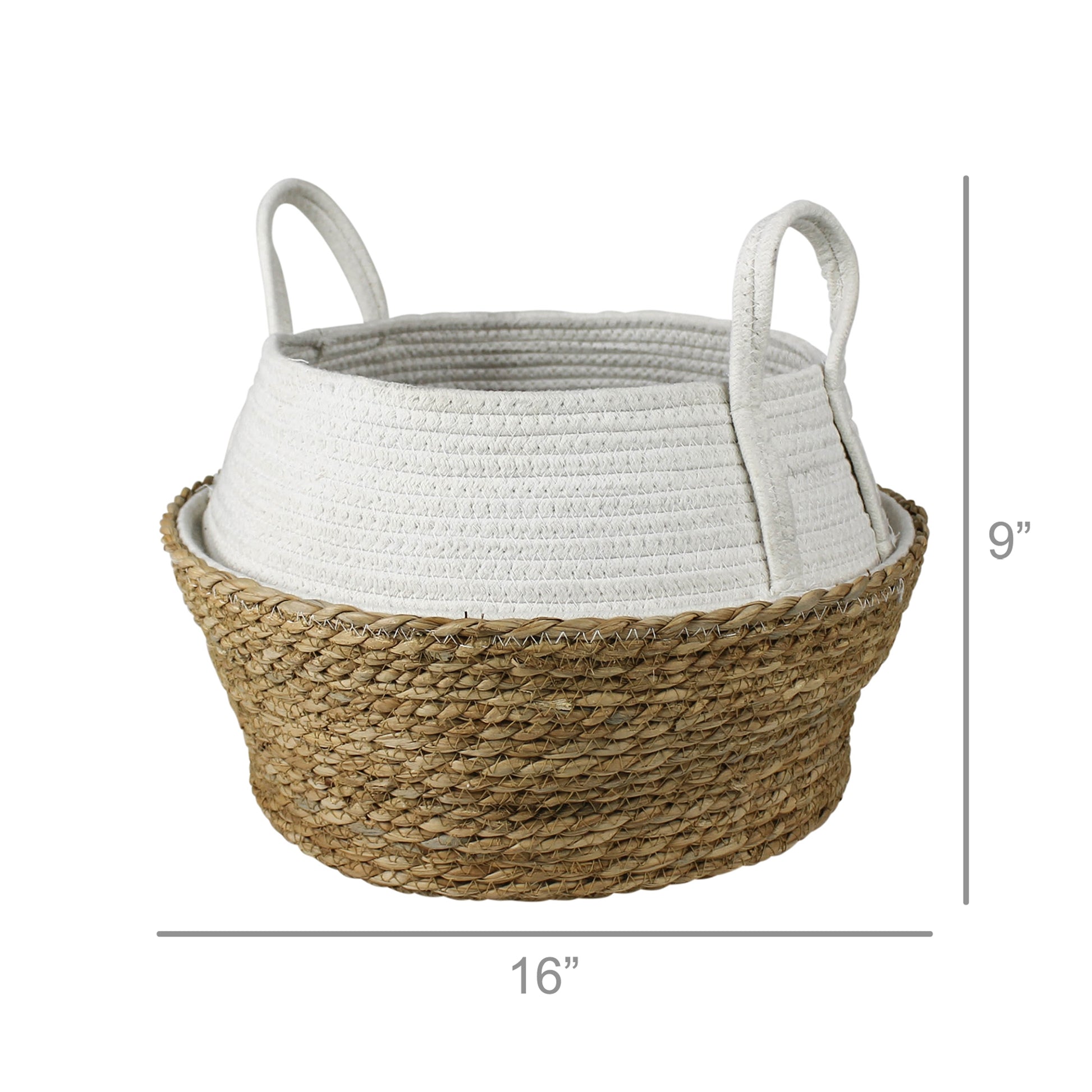 Gideon Collapsible Grass & Cotton Basket Set Of 4 By HomArt | Bins, Baskets & Buckets | Modishstore - 2