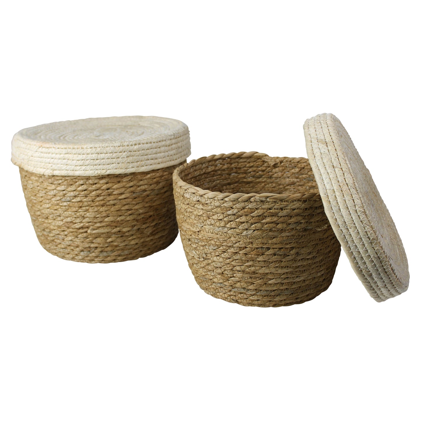 Gideon Lidded Basket, Natural - Set/4 By HomArt | Bins, Baskets & Buckets | Modishstore - 2