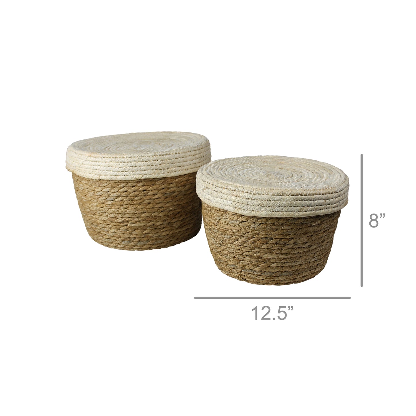 Gideon Lidded Basket, Natural - Set/4 By HomArt | Bins, Baskets & Buckets | Modishstore - 3