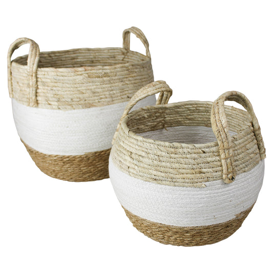 Gideon Grass and Cotton Baskets - Set/4 By HomArt | Bins, Baskets & Buckets | Modishstore - 1