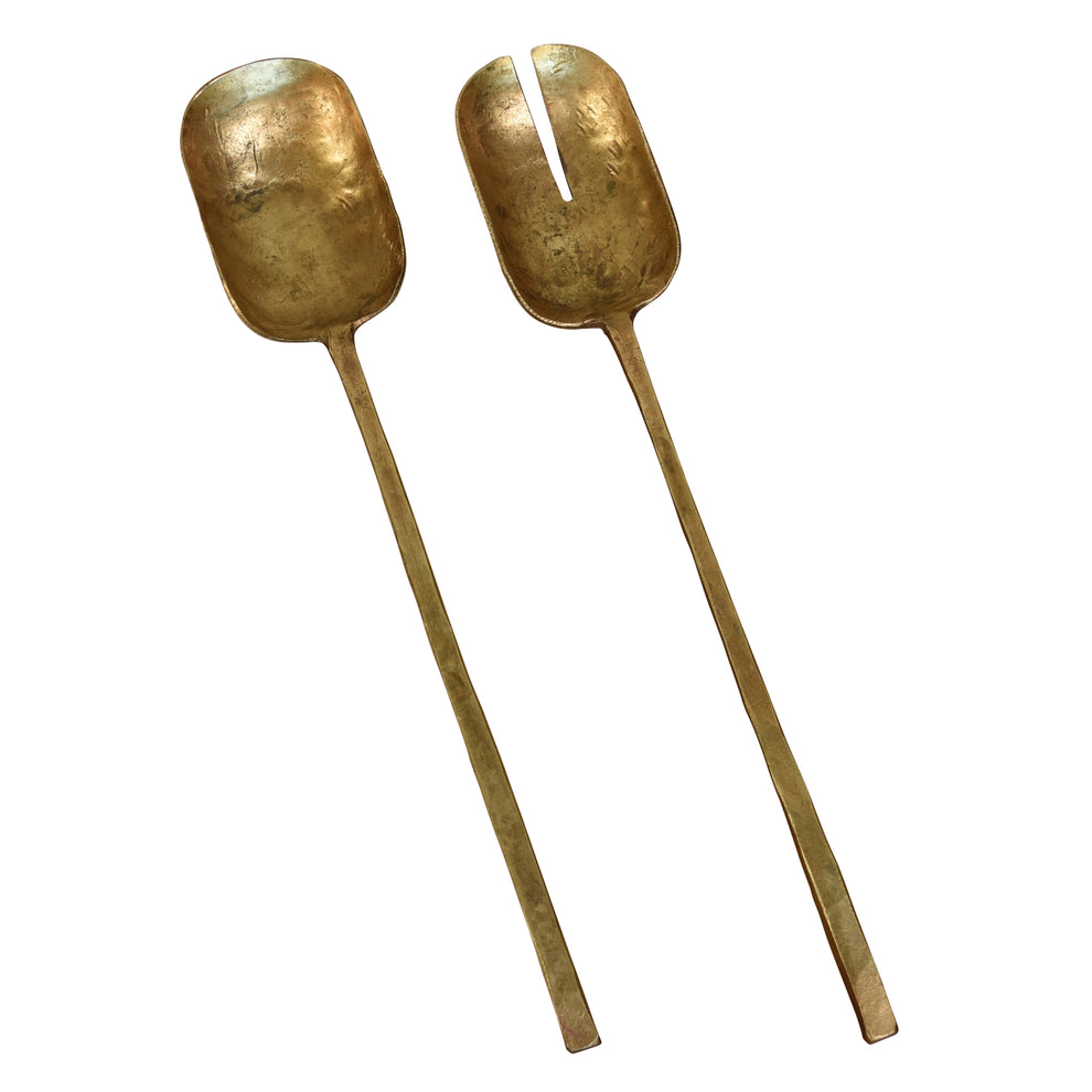 Hayes Salad Servers, Brass - Brass Set Of 4 By HomArt | Kitchen Accessories | Modishstore - 2