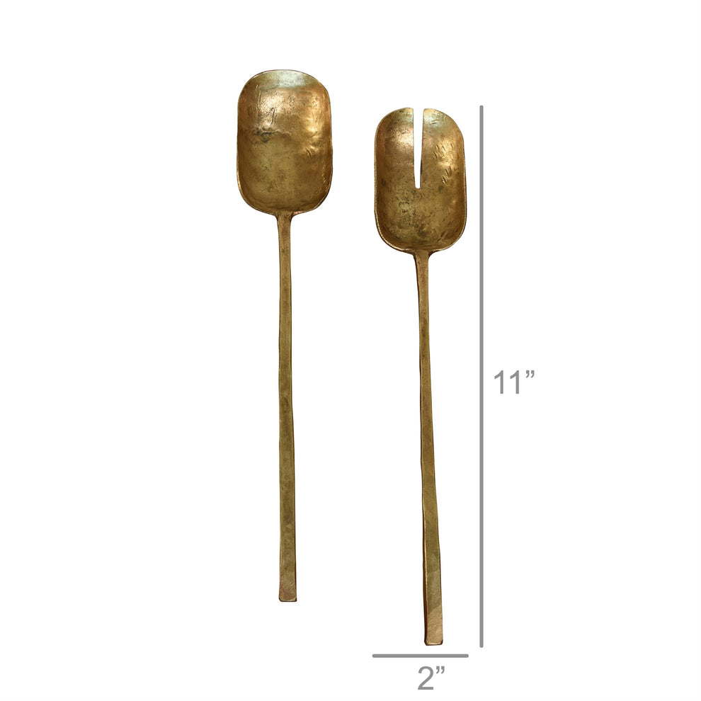 Hayes Salad Servers, Brass - Brass Set Of 4 By HomArt | Kitchen Accessories | Modishstore - 3