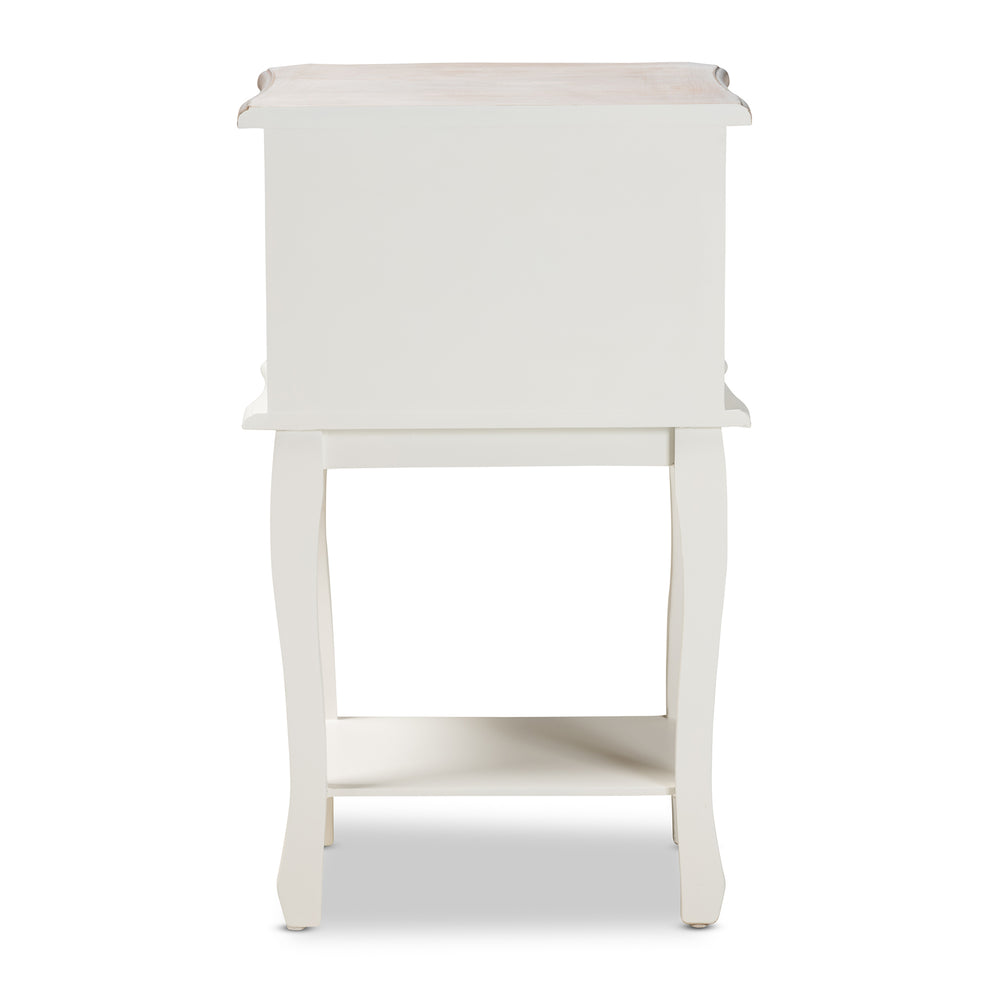 Baxton Studio Amalie Antique French Country Cottage Two-Tone White and Oak Finished 2-Drawer Wood End Table | Cabinets | Modishstore - 8