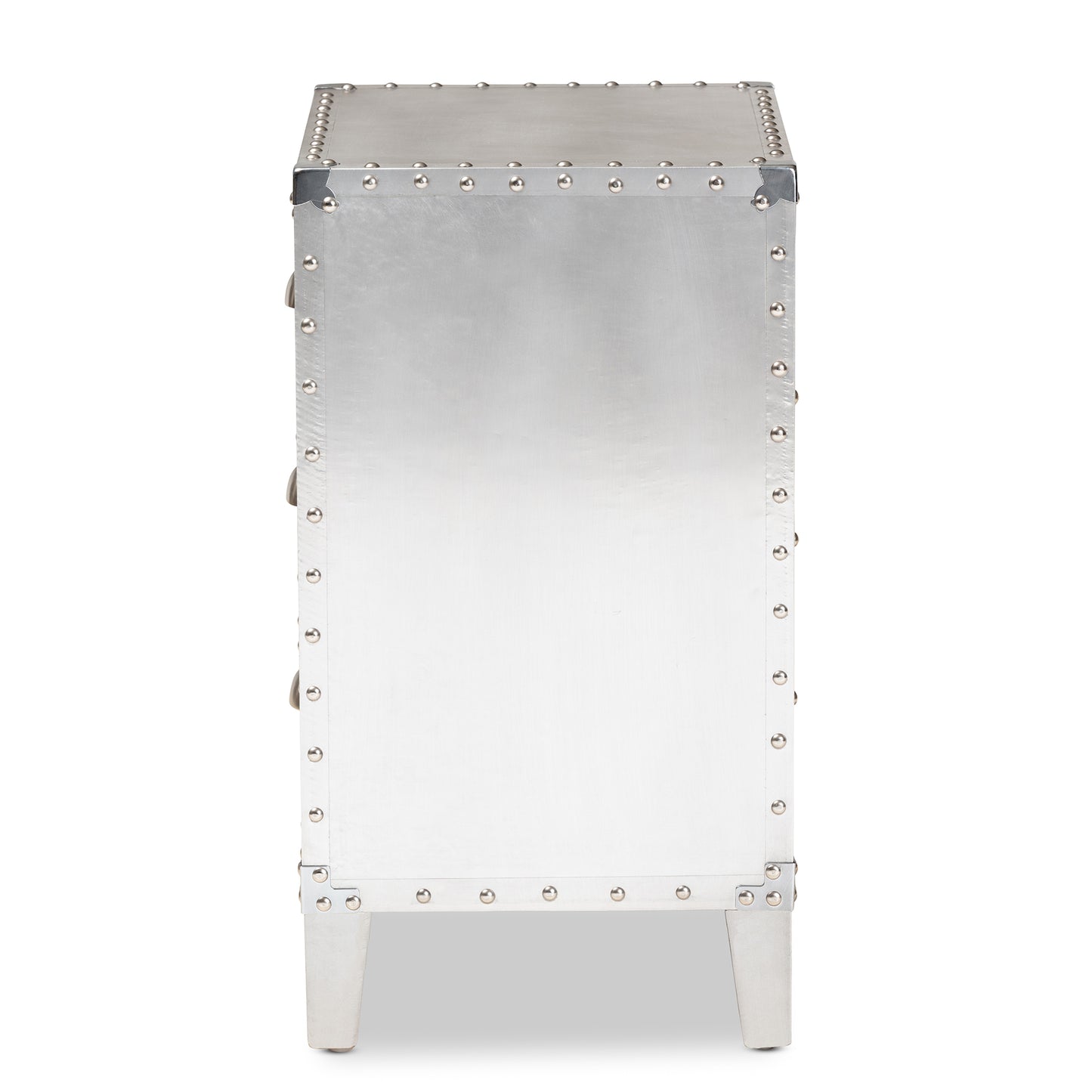 Baxton Studio Claude French Industrial Silver Metal 3-Drawer End Table | Cabinets | Modishstore - 7