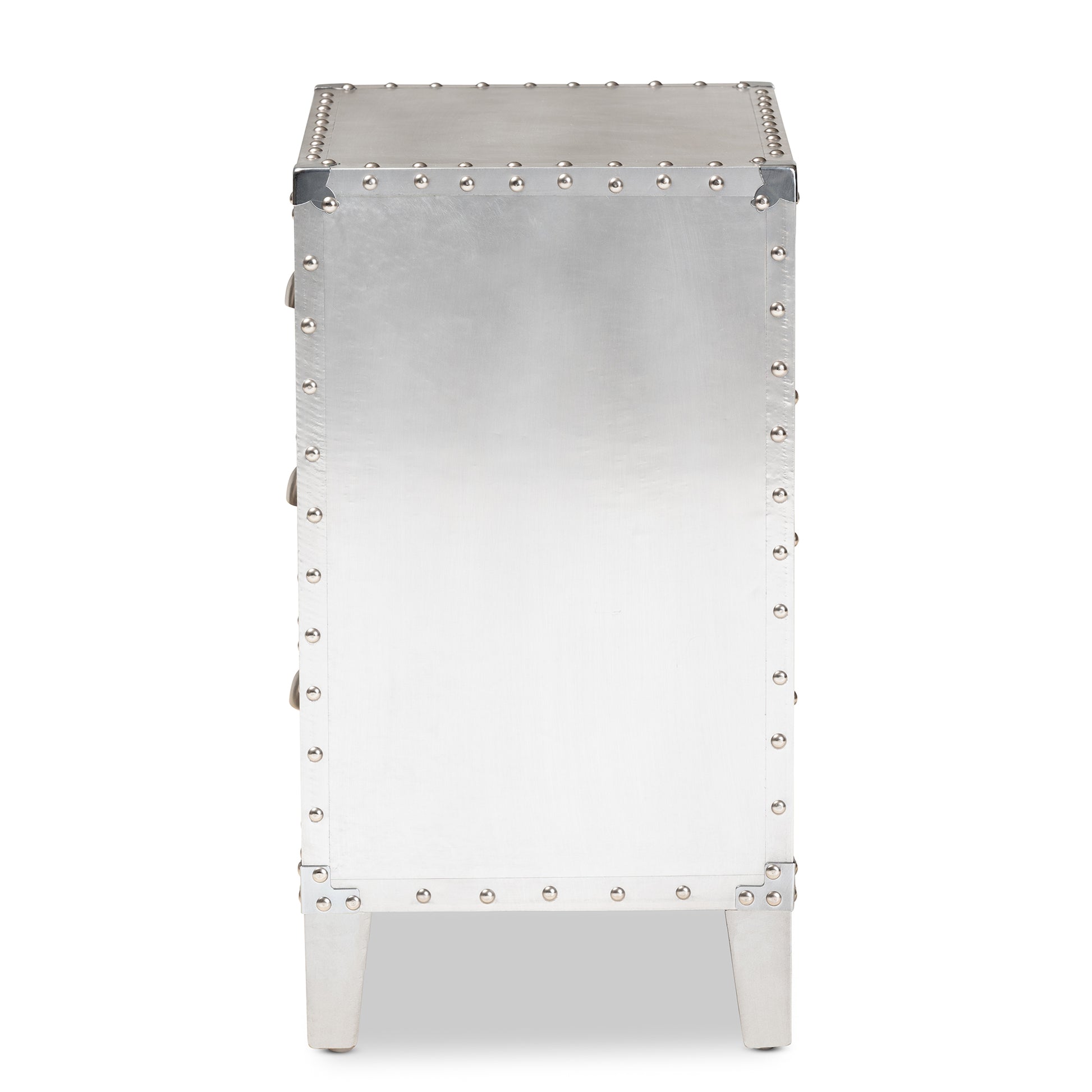 Baxton Studio Claude French Industrial Silver Metal 3-Drawer End Table | Cabinets | Modishstore - 7