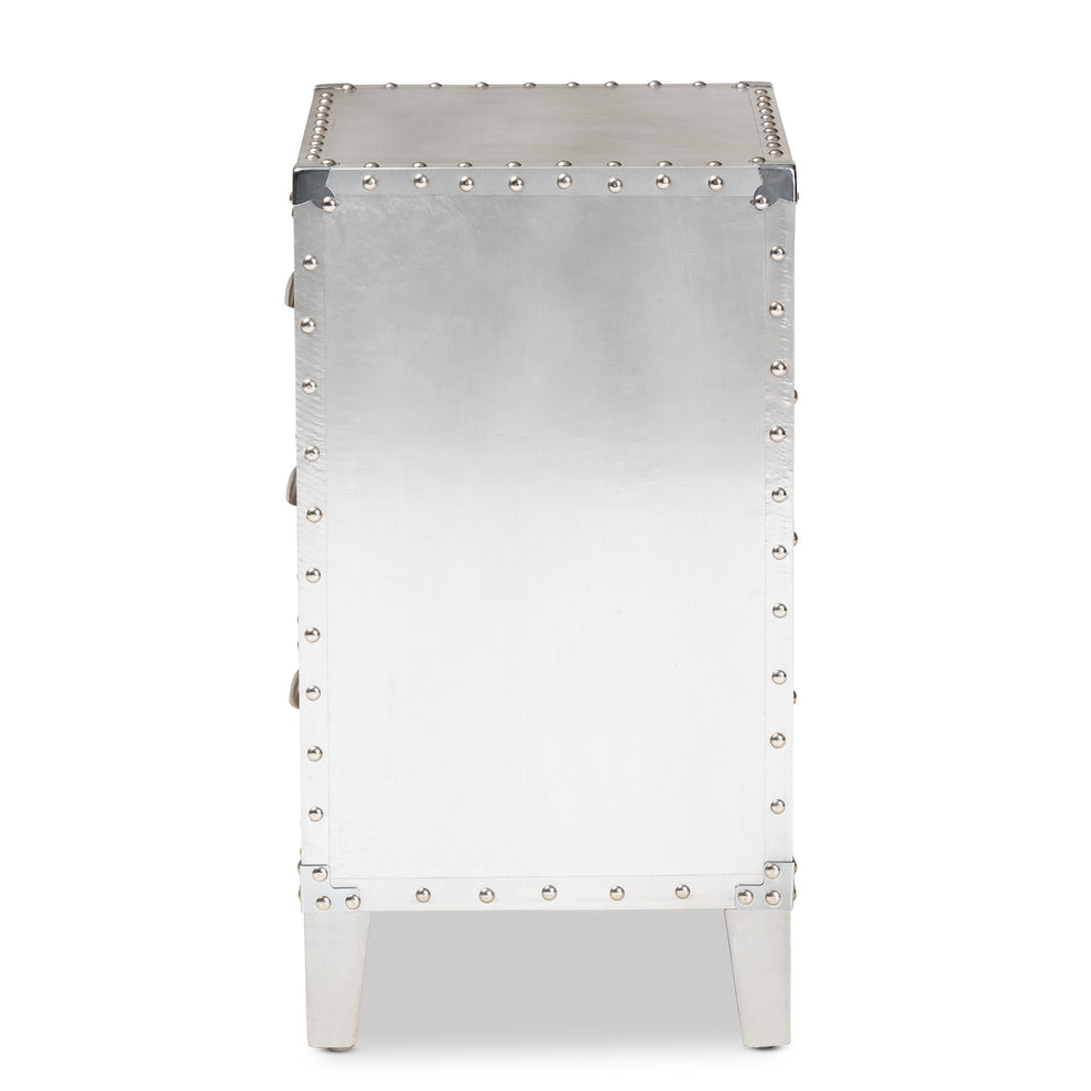 Baxton Studio Claude French Industrial Silver Metal 3-Drawer End Table | Cabinets | Modishstore - 7