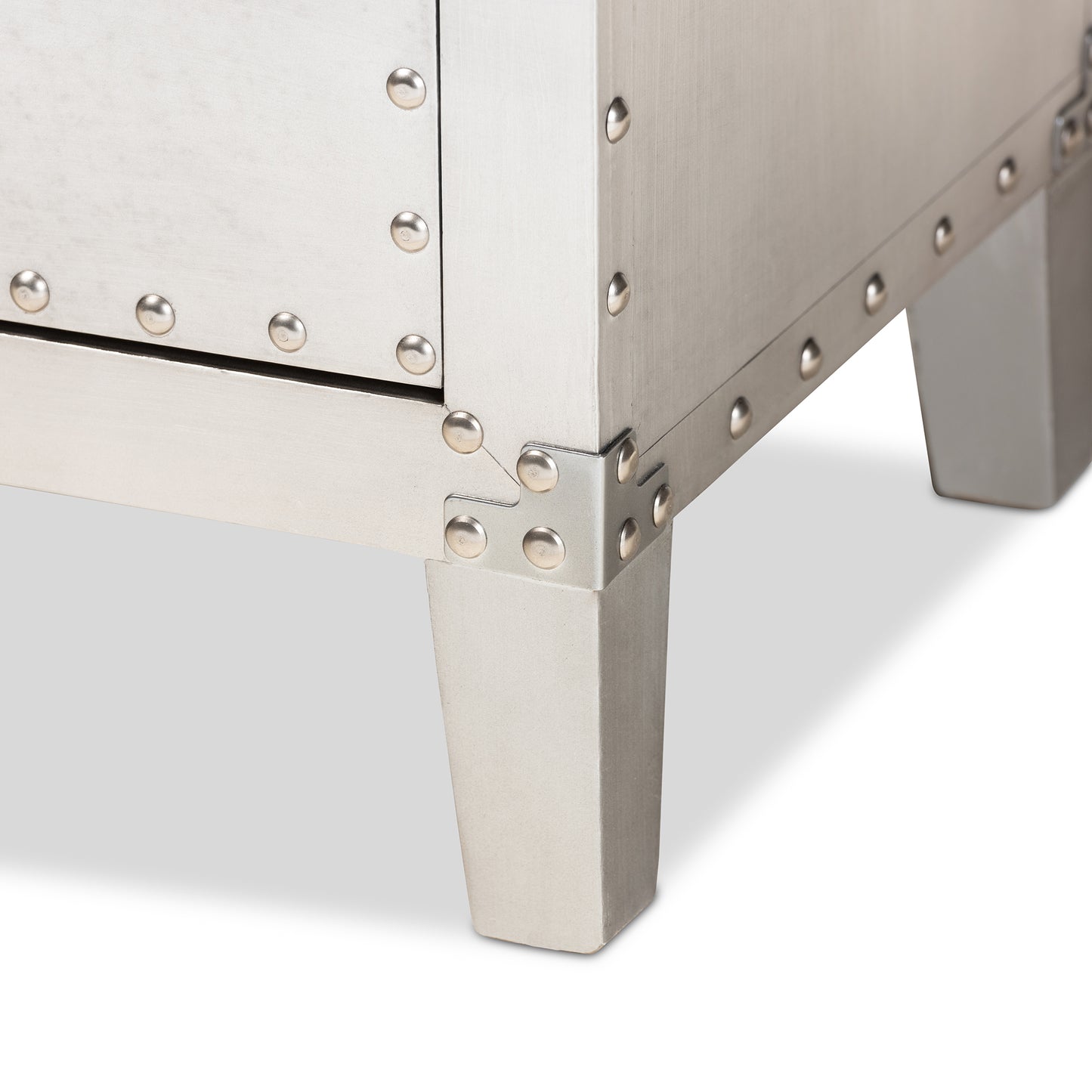 Baxton Studio Claude French Industrial Silver Metal 3-Drawer End Table | Cabinets | Modishstore - 9