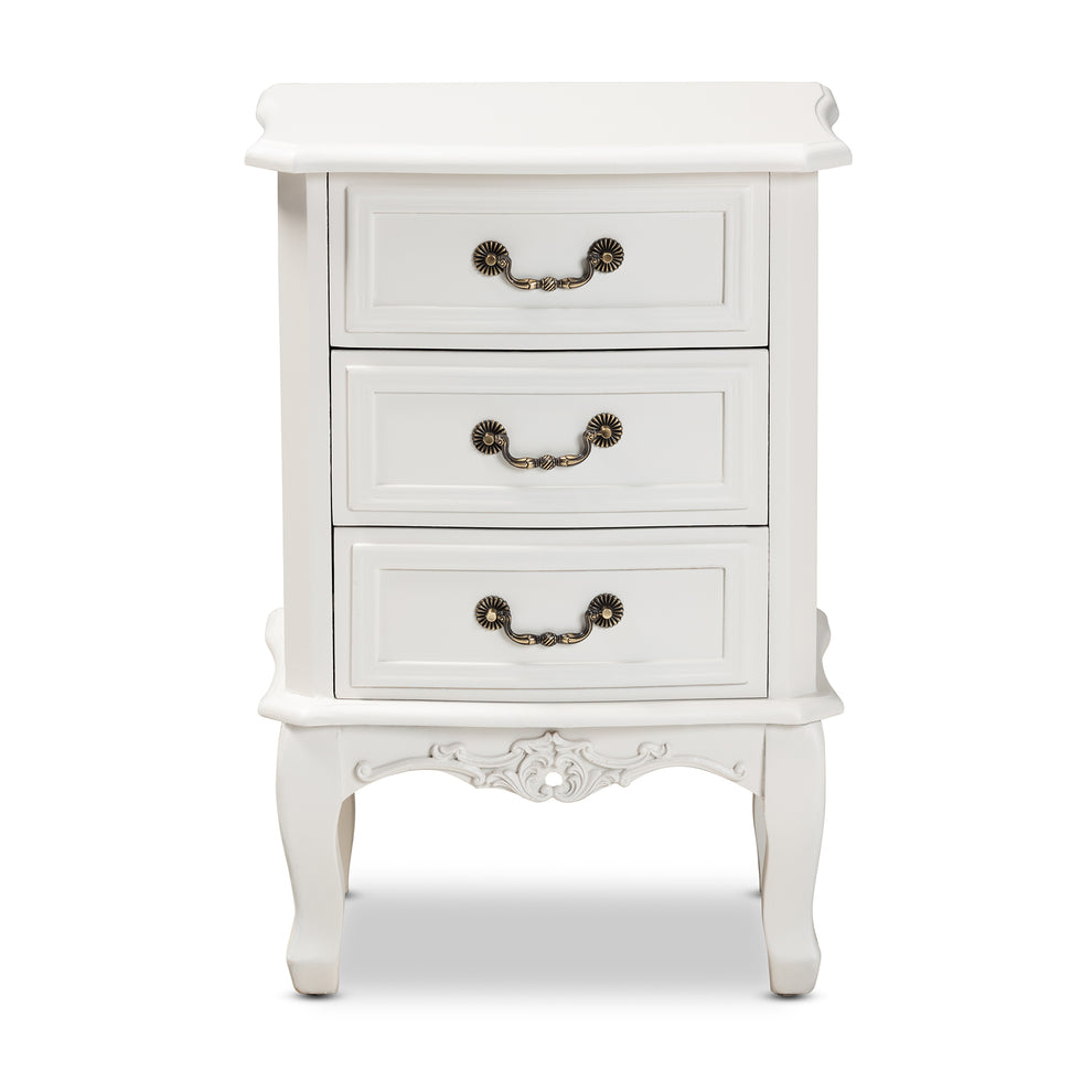 Baxton Studio Gabrielle Traditional French Country Provincial White-Finished 3-Drawer Wood End Table | Cabinets | Modishstore - 6