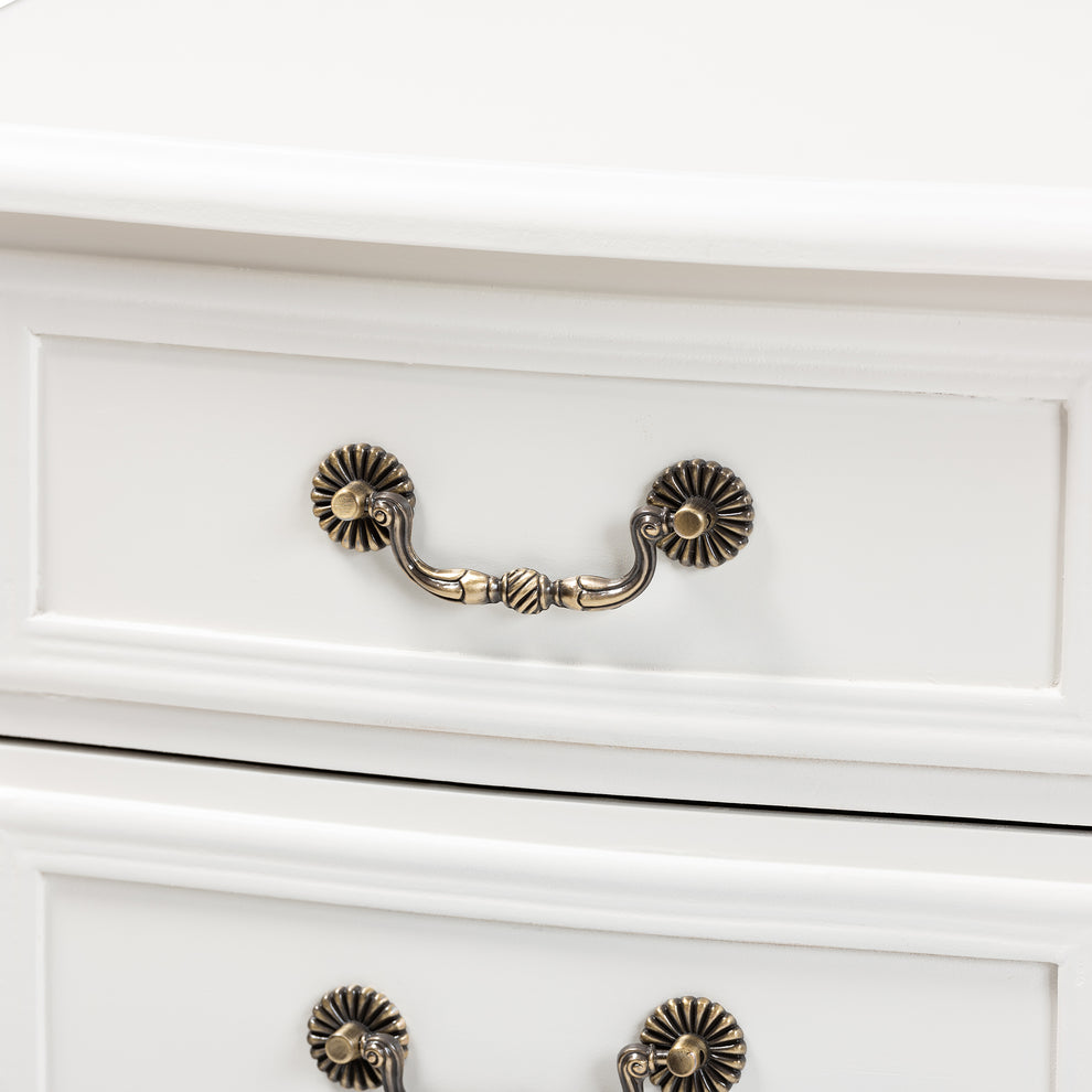Baxton Studio Gabrielle Traditional French Country Provincial White-Finished 3-Drawer Wood End Table | Cabinets | Modishstore - 8