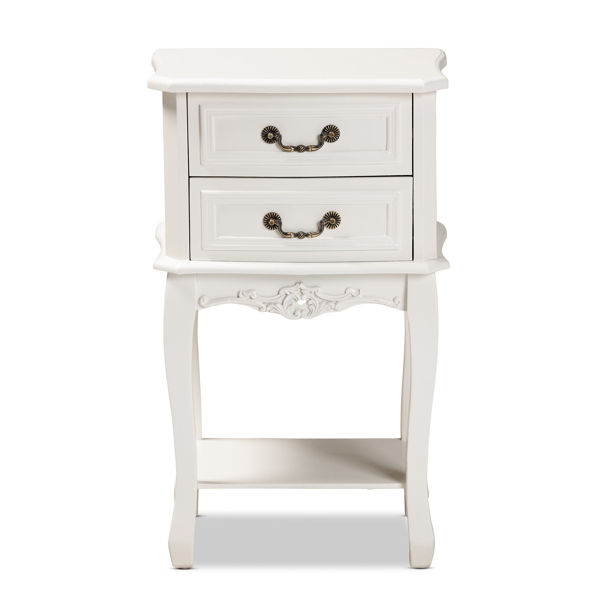 Baxton Studio Gabrielle Traditional French Country Provincial White-Finished 2-Drawer Wood End Table | Cabinets | Modishstore - 6