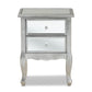 Baxton Studio Leonie Modern Transitional French Brushed Silver Finished Wood and Mirrored Glass 2-Drawer End Table | Cabinets | Modishstore - 6