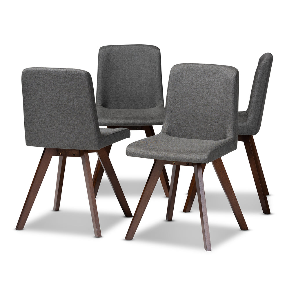 Baxton Studio Pernille Modern Transitional Grey Fabric Upholstered Walnut Finished 4-Piece Wood Dining Chair Set Set | Dining Chairs | Modishstore - 2