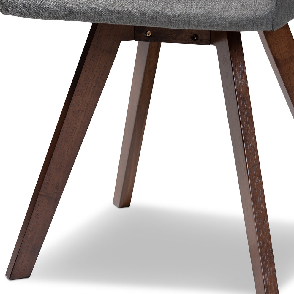 Baxton Studio Pernille Modern Transitional Grey Fabric Upholstered Walnut Finished 4-Piece Wood Dining Chair Set Set | Dining Chairs | Modishstore - 4