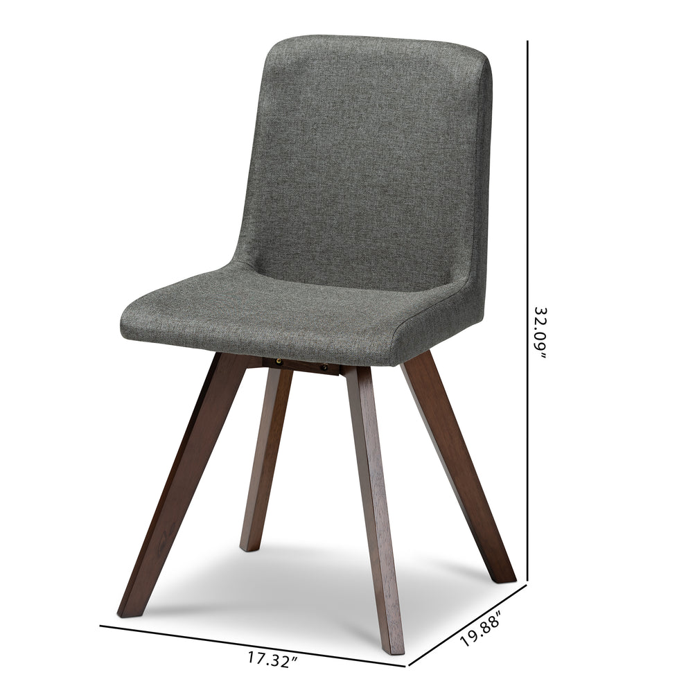 Baxton Studio Pernille Modern Transitional Grey Fabric Upholstered Walnut Finished 4-Piece Wood Dining Chair Set Set | Dining Chairs | Modishstore - 6