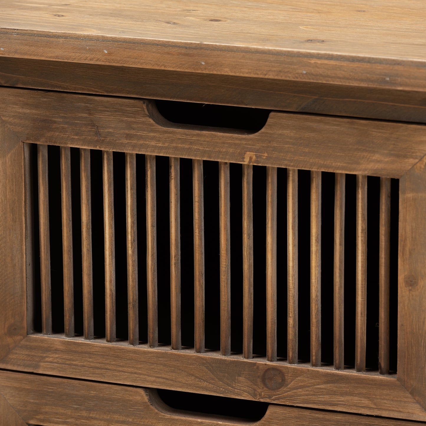 Baxton Studio Clement Rustic Transitional Medium Oak Finished 2-Drawer Wood Spindle End Table | Cabinets | Modishstore - 8