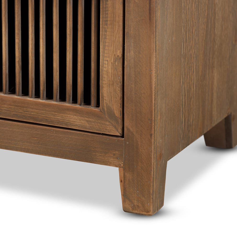 Baxton Studio Clement Rustic Transitional Medium Oak Finished 2-Drawer Wood Spindle End Table | Cabinets | Modishstore - 9
