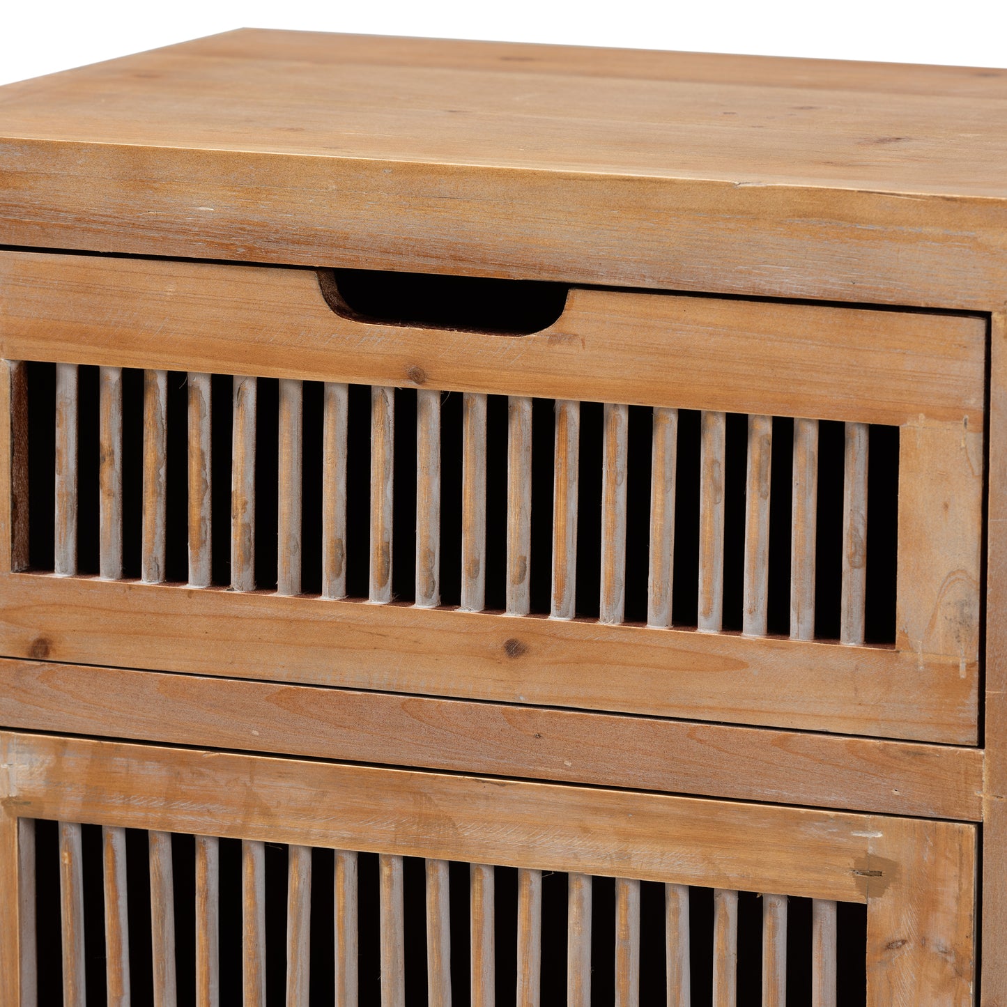 Baxton Studio Clement Rustic Transitional Medium Oak Finished 1-Door and 1-Drawer Wood Spindle End Table | Cabinets | Modishstore - 8