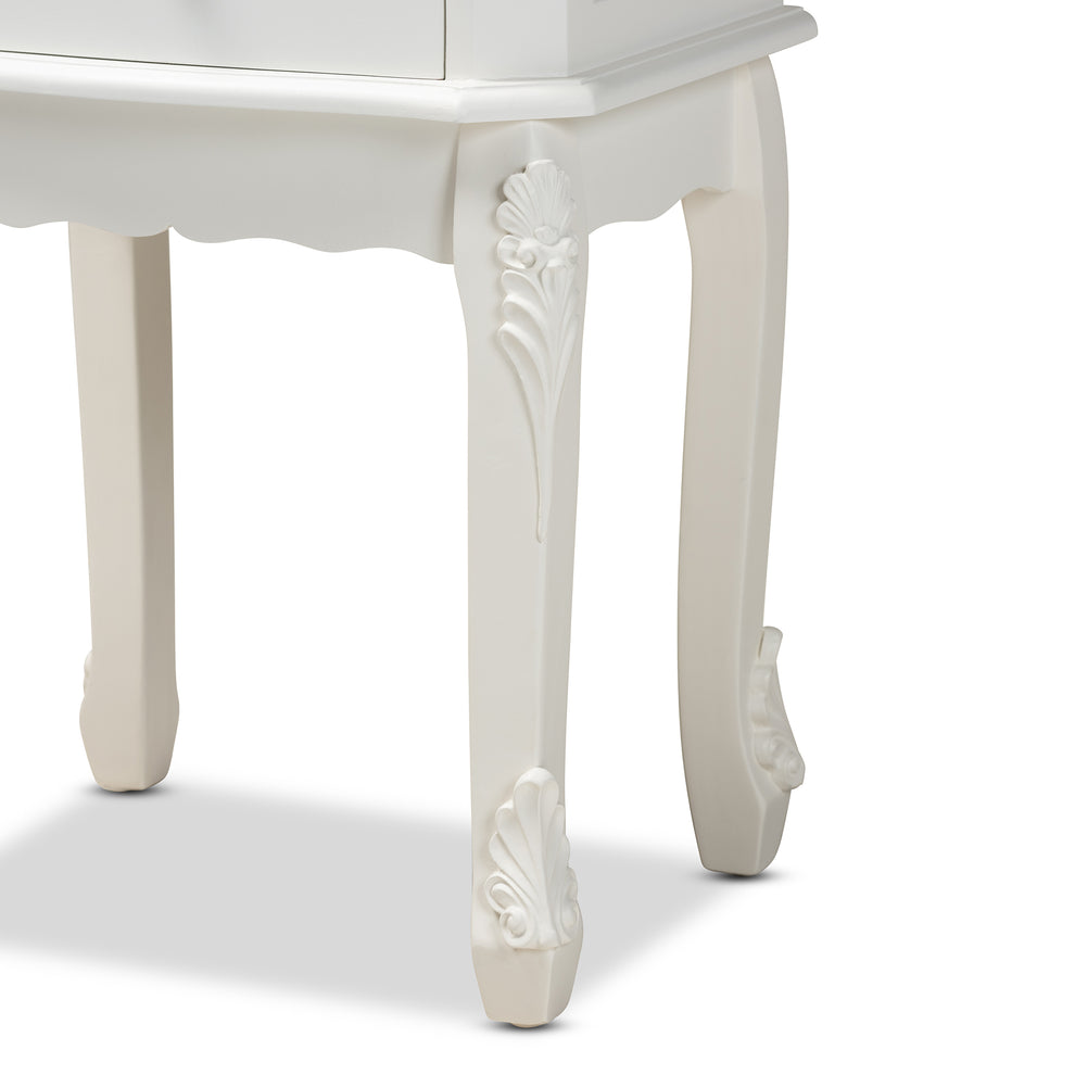 Baxton Studio Sophia Classic and Traditional French White Finished Wood 2-Drawer End Table | Cabinets | Modishstore - 9