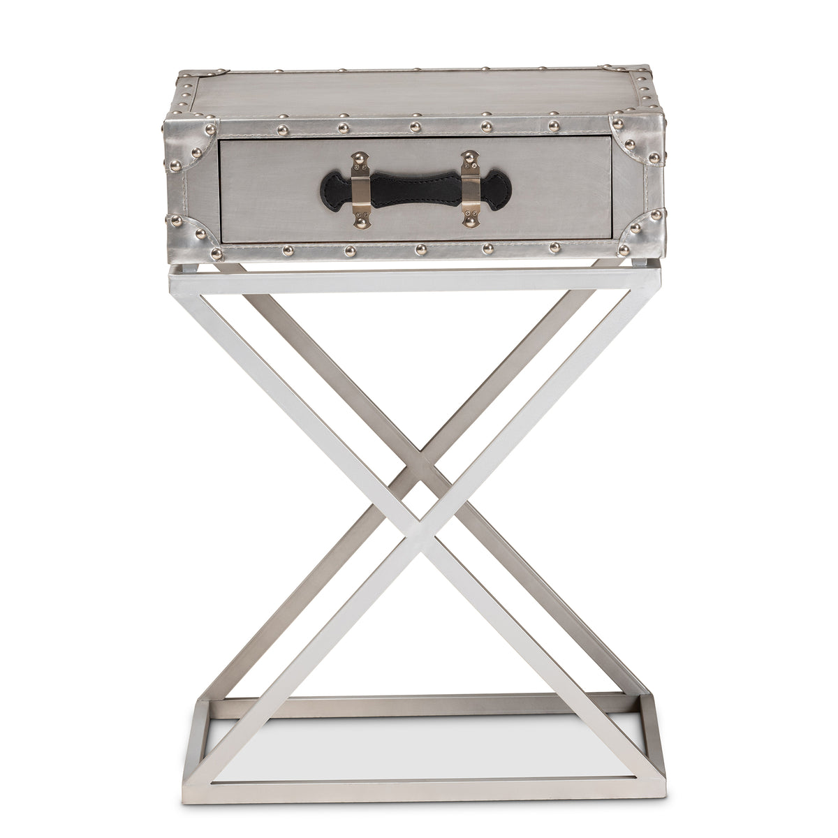 Baxton Studio William Modern French Industrial Silver Metal 1-Drawer End Table | Cabinets | Modishstore - 6