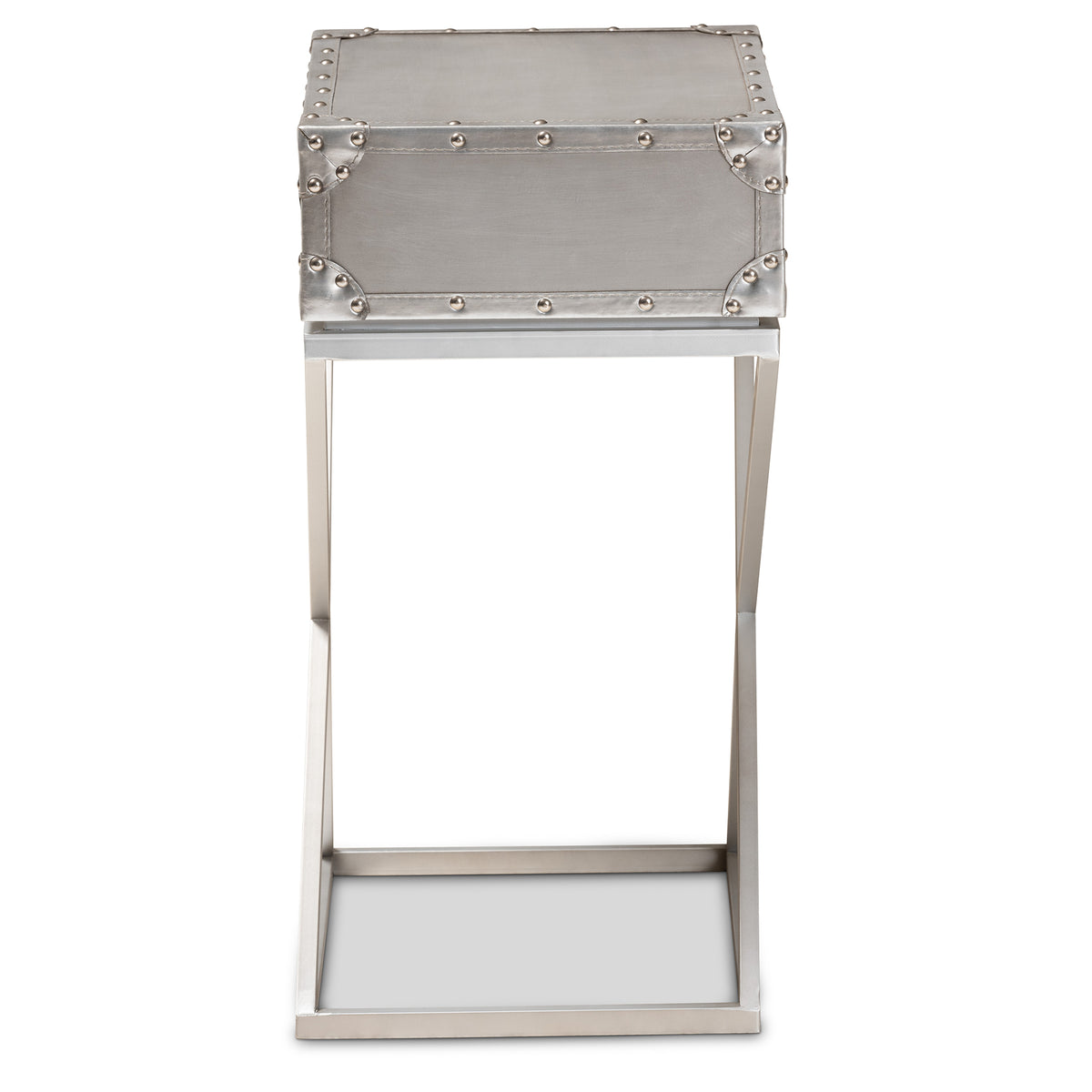 Baxton Studio William Modern French Industrial Silver Metal 1-Drawer End Table | Cabinets | Modishstore - 7