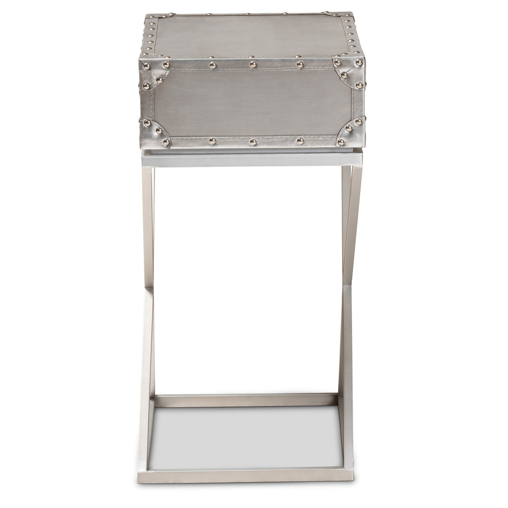 Baxton Studio William Modern French Industrial Silver Metal 1-Drawer End Table | Cabinets | Modishstore - 7