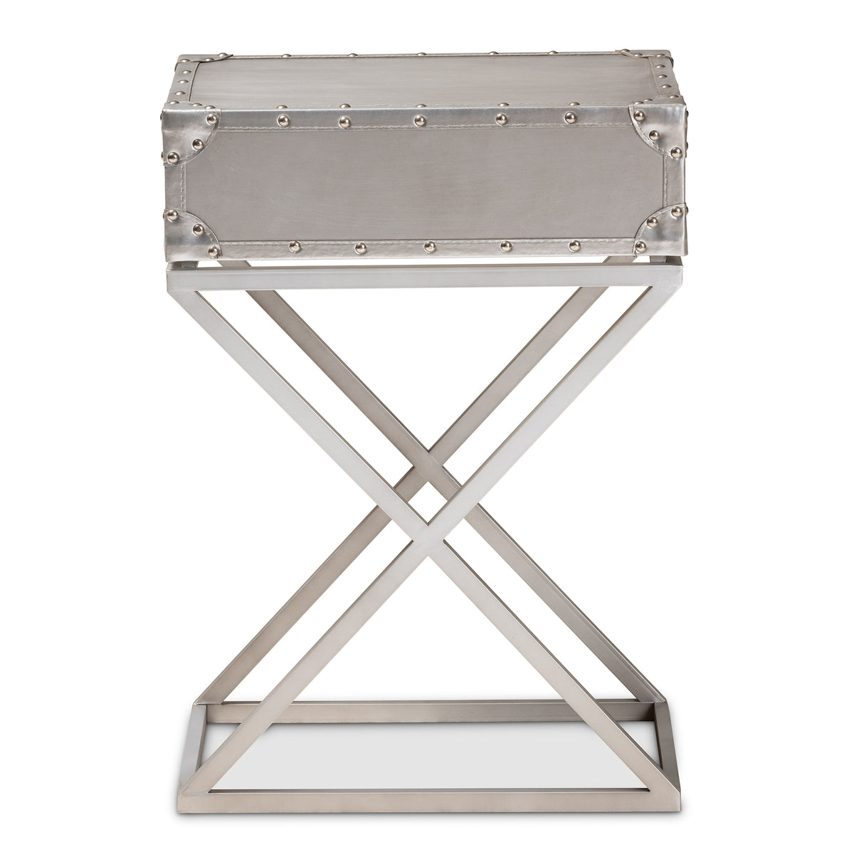Baxton Studio William Modern French Industrial Silver Metal 1-Drawer End Table | Cabinets | Modishstore - 8