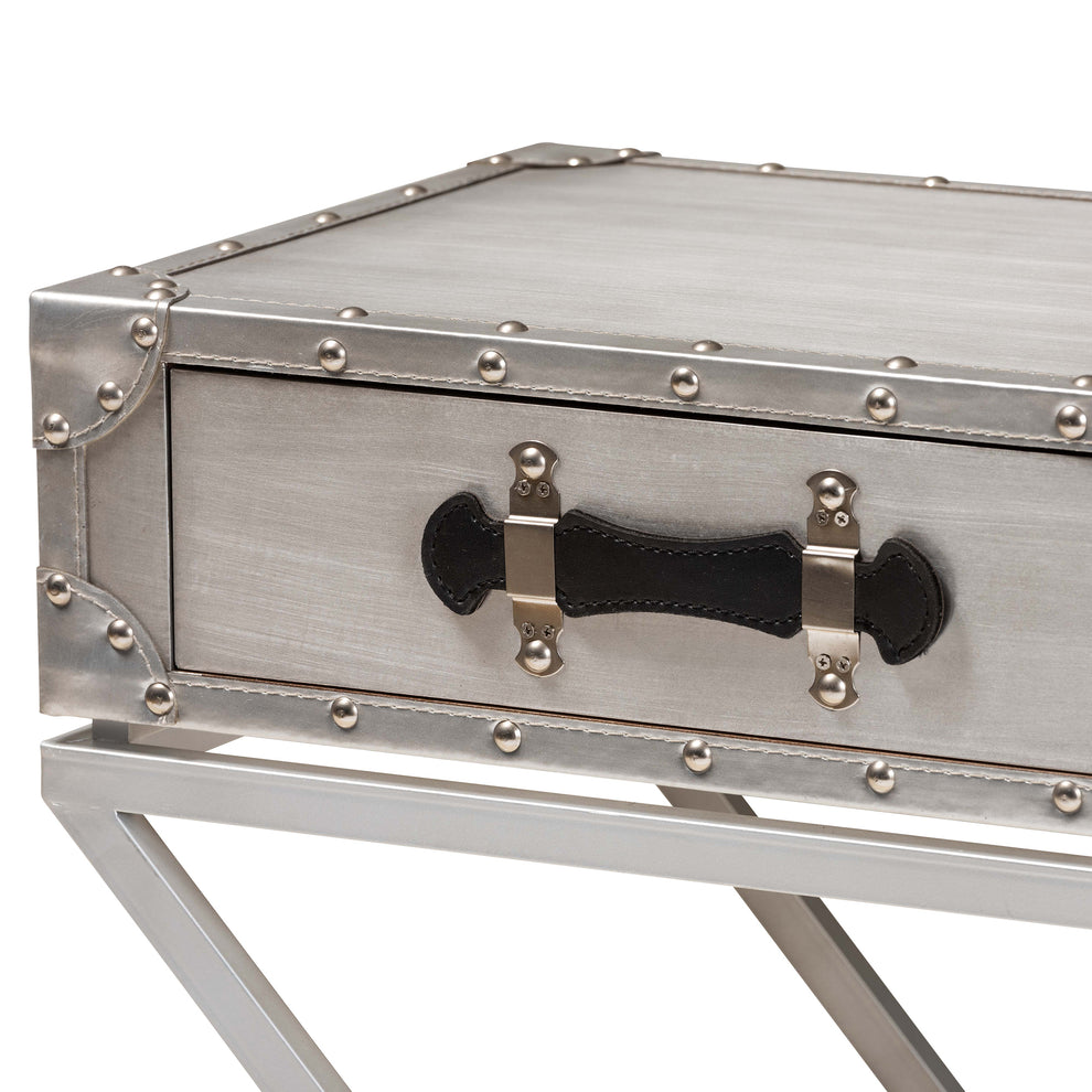 Baxton Studio William Modern French Industrial Silver Metal 1-Drawer End Table | Cabinets | Modishstore - 9