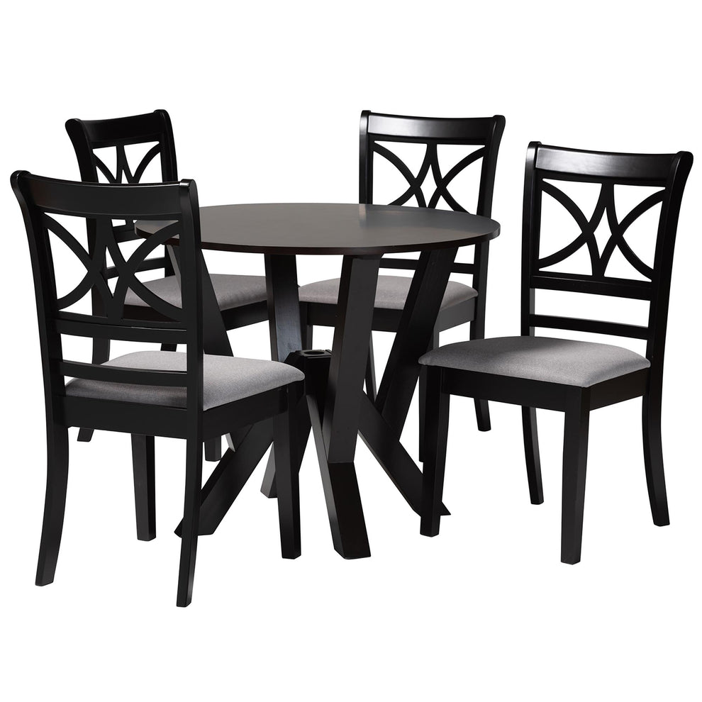 Baxton Studio Mari Modern Grey Fabric and Dark Brown Finished Wood 5-Piece Dining Set | Dining Sets | Modishstore - 2