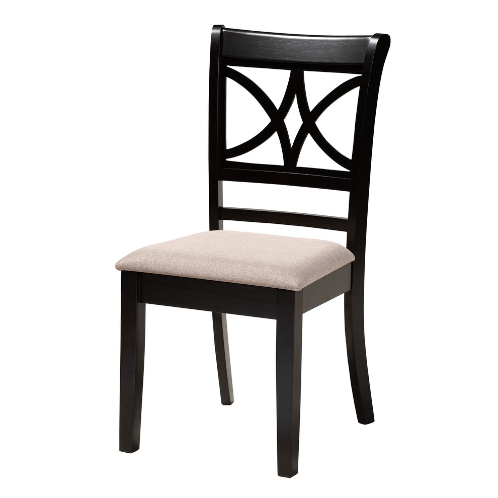 Baxton Studio Brooke Modern Beige Fabric and Dark Brown Finished Wood 5-Piece Dining Set | Dining Sets | Modishstore - 5