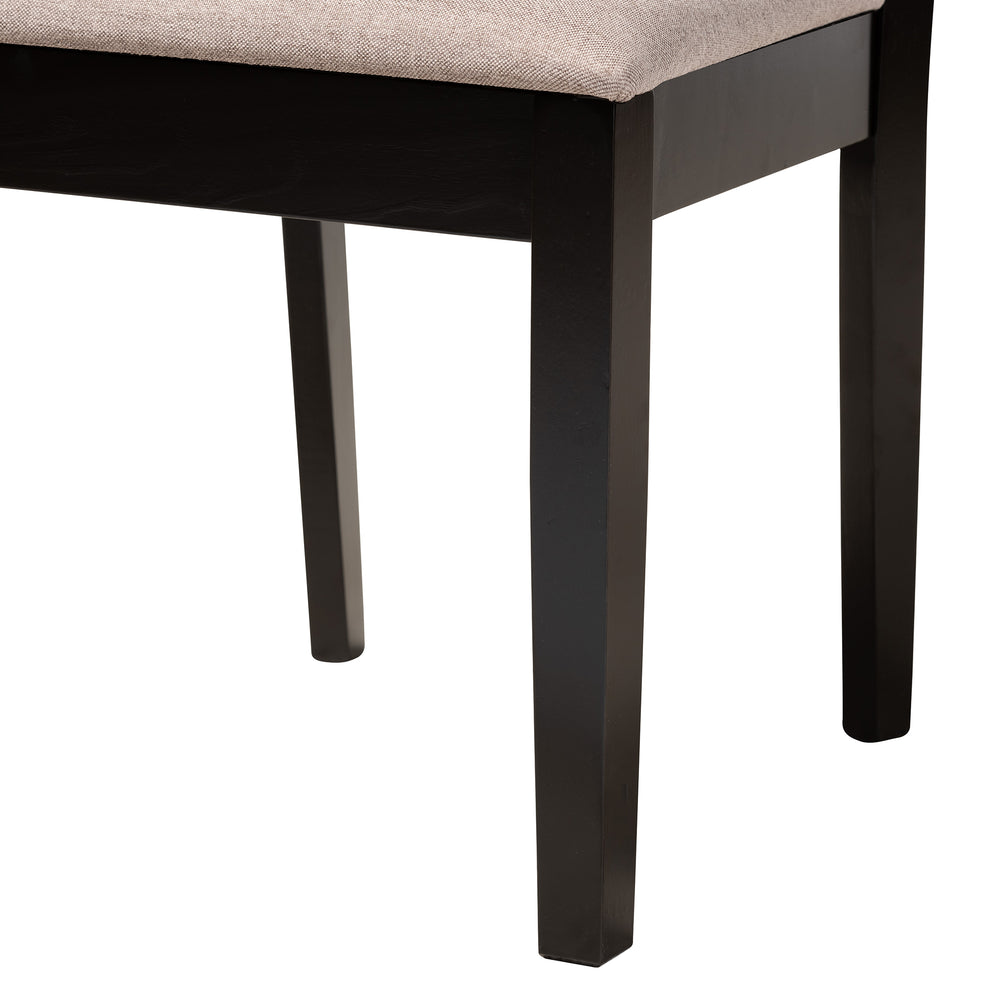 Baxton Studio Karel Modern Beige Fabric and Espresso Brown Finished Wood 5-Piece Dining Set | Dining Sets | Modishstore - 7