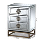 Baxton Studio Laken Contemporary Glam and Luxe Mirrored and Antique Bronze Finished 3-Drawer End Table | Cabinets | Modishstore - 2