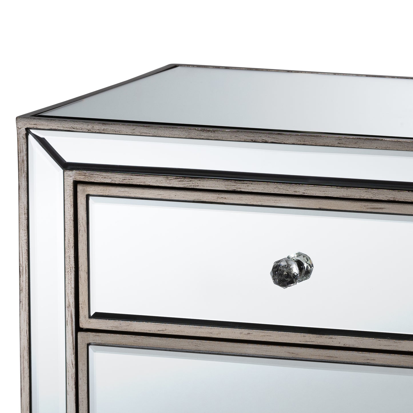 Baxton Studio Fadri Contemporary Glam and Luxe Mirrored 2-Drawer End Table | Cabinets | Modishstore - 7