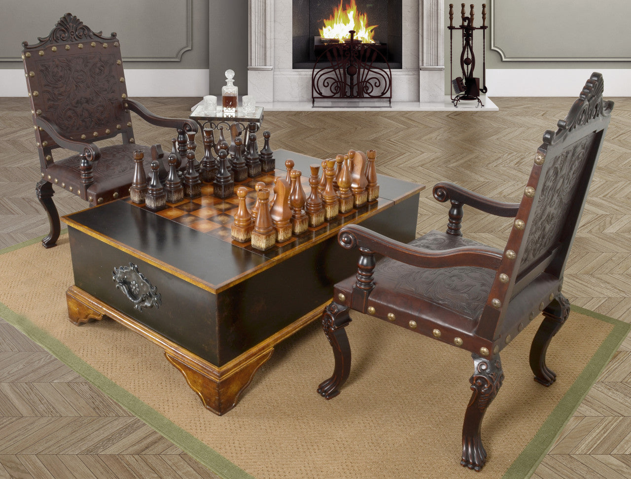 Ebony Chess Set Coffee Table