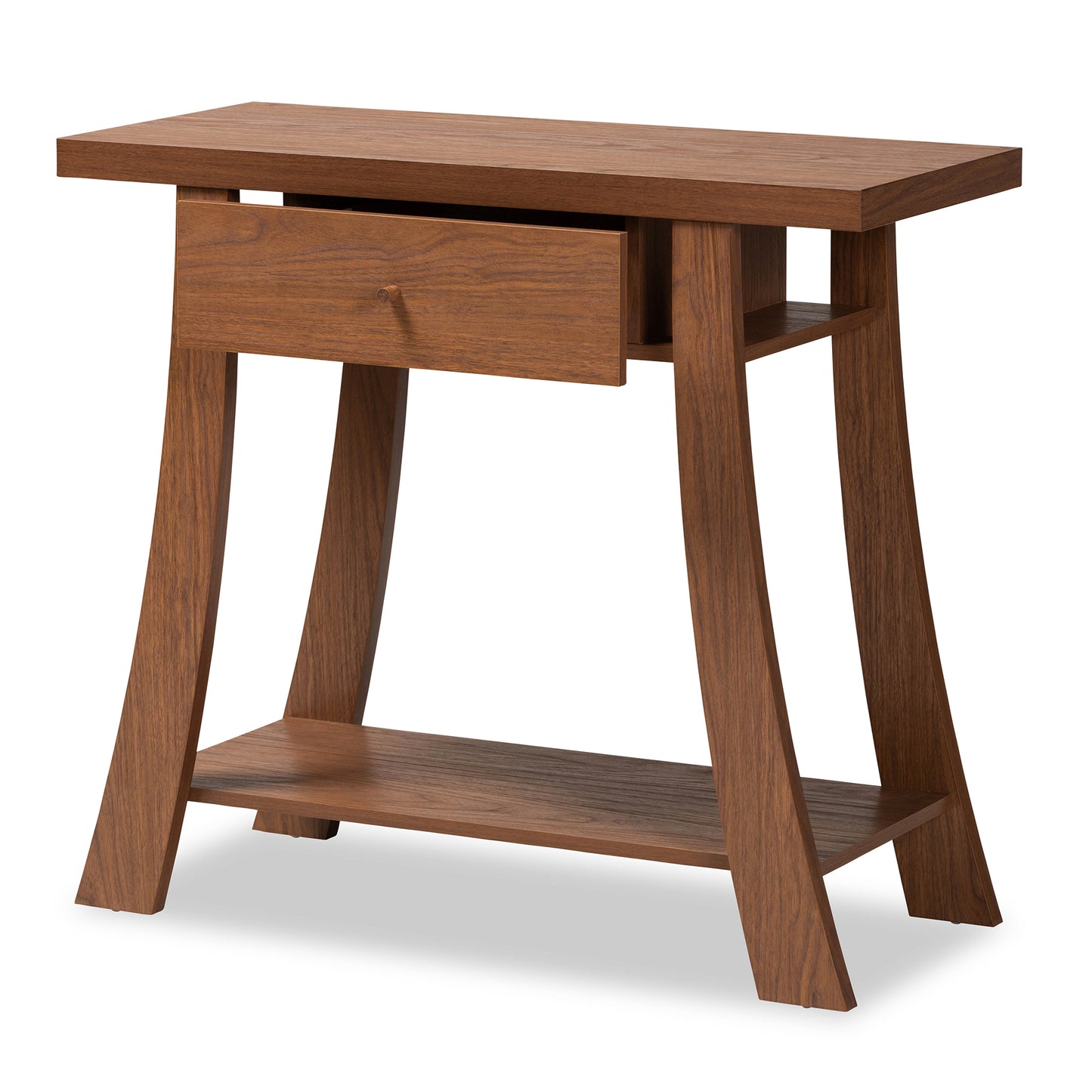 Baxton Studio Herman Modern and Contemporary Walnut Brown Finished Wood 1-Drawer Console Table | Console Tables | Modishstore - 3