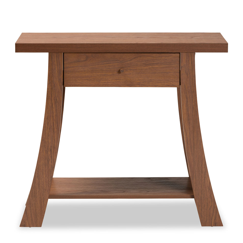 Baxton Studio Herman Modern and Contemporary Walnut Brown Finished Wood 1-Drawer Console Table | Console Tables | Modishstore - 4