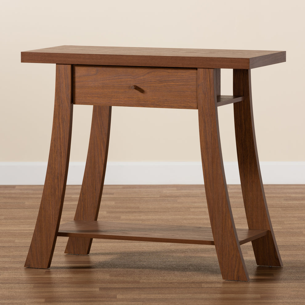 Baxton Studio Herman Modern and Contemporary Walnut Brown Finished Wood 1-Drawer Console Table | Console Tables | Modishstore - 9