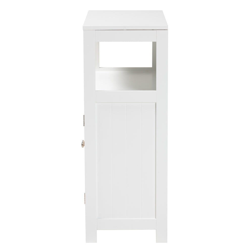 Baxton Studio Rivera Modern and Contemporary White Finished Wood and Silver Metal 2-Door Bathroom Storage Cabinet | Bathroom Accessories | Modishstore - 7